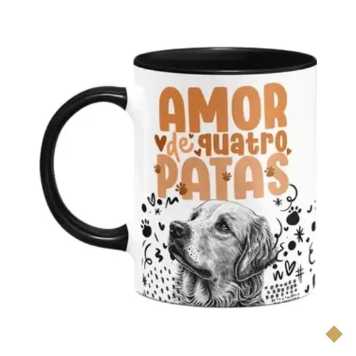 Caneca - Amor De Quatro Patas - Golden - B-black