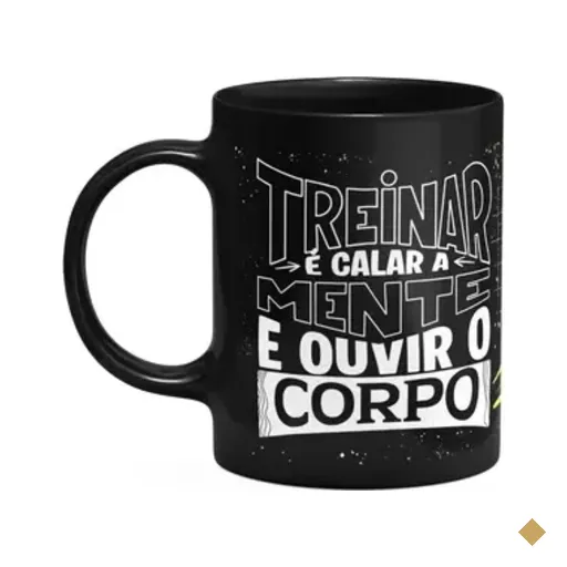 Caneca Fitness Academia - Treinar É Calar A Mente - Preta