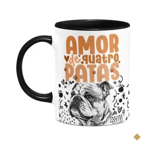 Caneca - Amor De Quatro Patas - Buldogue Inglês - B-black