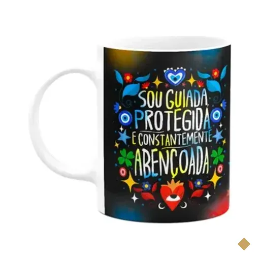 Caneca Proteção - Sou Guiada, Protegida, Abençoada - B-dark