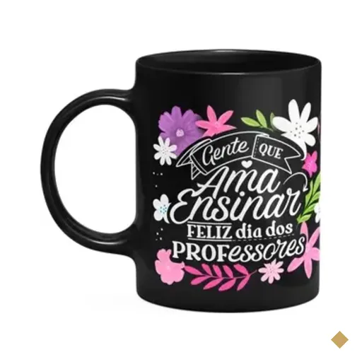 Caneca Da Professora - Gente Que Ama Ensinar - Preta M1