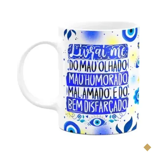 Caneca Proteção Olho Grego - Livrai-me Do Mal