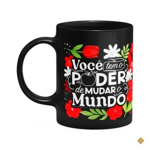 Caneca Professora - Tem O Poder De Mudar O Mundo - Preta M2