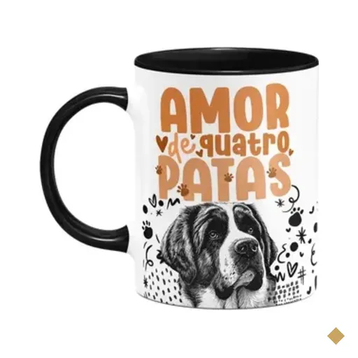 Caneca - Amor De Quatro Patas - São Bernardo - B-black