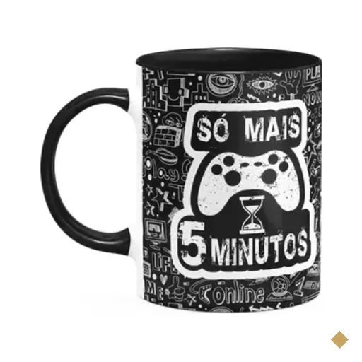Caneca Gamer - Só Mais 5 Minutos - B-black Dark