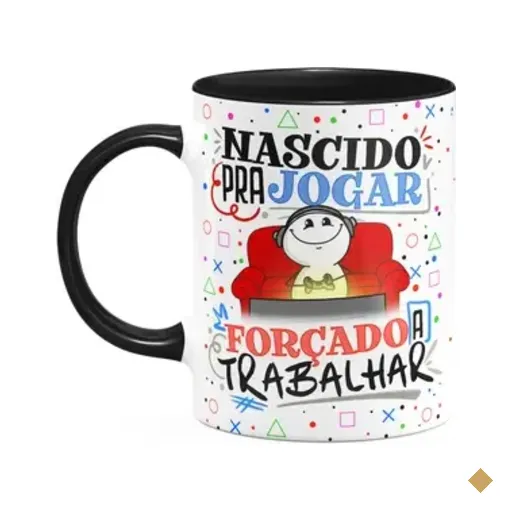 Caneca Funny Gamer - Nascido Pra Jogar Video Game - B-black