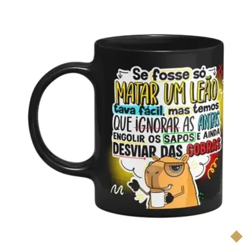 Caneca Divertida Capivara - Se Fosse Só Matar Um Leão Preta