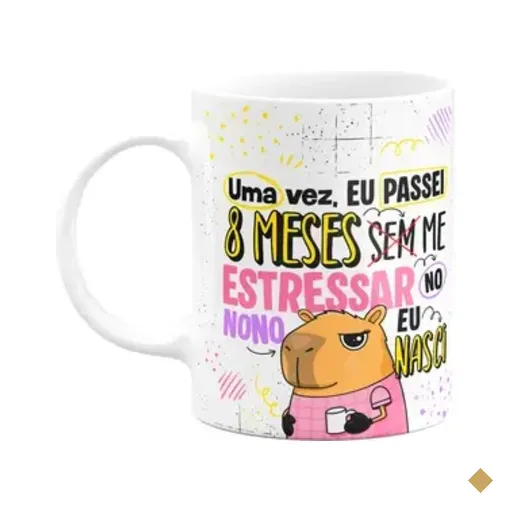 Caneca Divertida Capivaras - 8 Meses Sem Me Estressar
