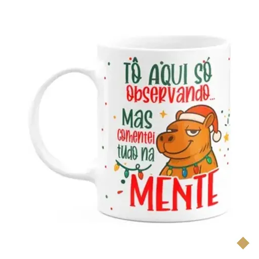 Caneca Natal E Capivaras - Tô Aqui Só Observando...