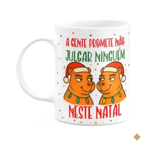 Caneca Natal E Capivaras - Prometemos Não JuLGA r Ninguém