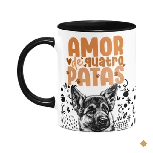 Caneca - Amor De Quatro Patas - Pastor Alemão - B-black