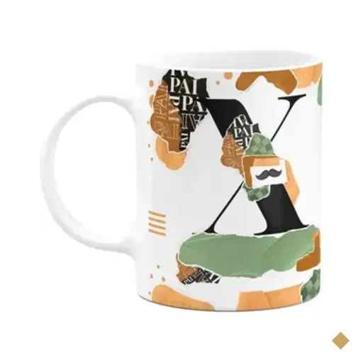 Caneca Do Pai - Inicial Do Nome Letra X - Bg-green