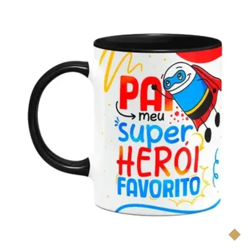 Caneca Flork Pais - Meu Super Herói Favorito - B-black