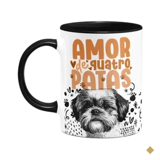 Caneca - Amor De Quatro Patas - Shih Tzu - B-black
