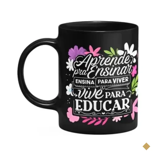 Caneca Professora - Vive Para Educar - Preta M1