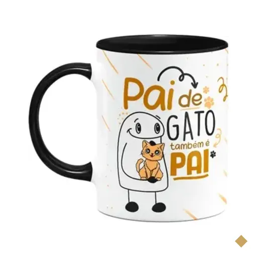 Caneca Flork Pais - Pai De Gato, Também É Pai - B-black