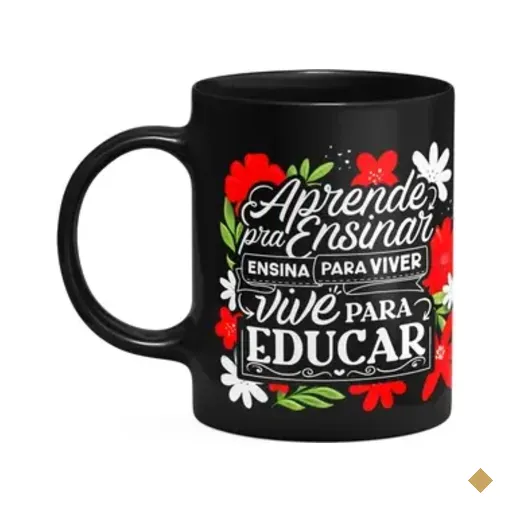 Caneca Professora - Vive Para Educar - Preta M2