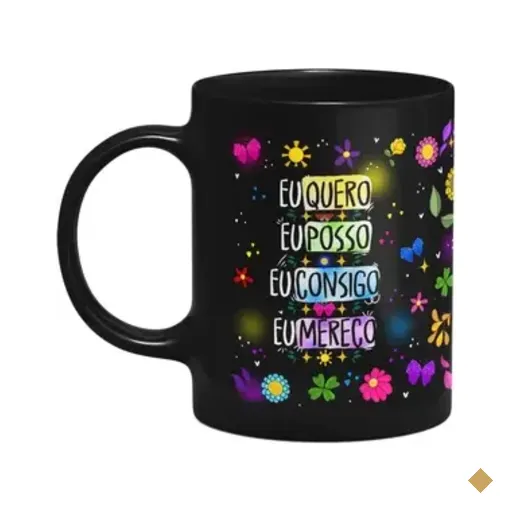 Caneca Proteção - Eu Quero - Eu Posso - Eu Consigo - Preta