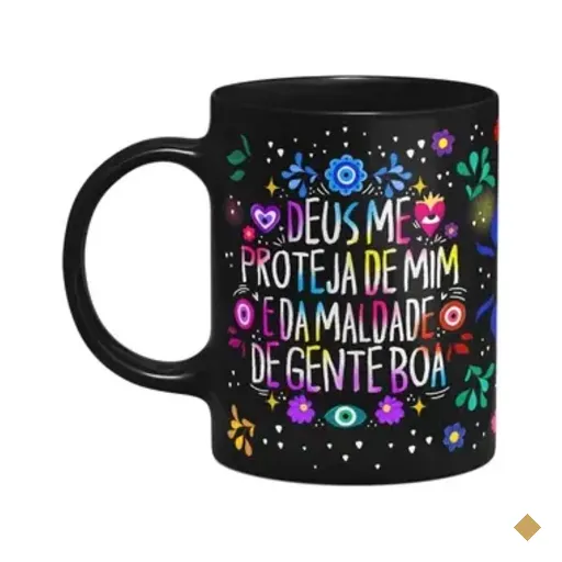 Caneca Proteção - Deus Me Proteja De Mim - Preta