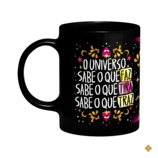Caneca Proteção - O Universo Sabe O Que Faz - Preta