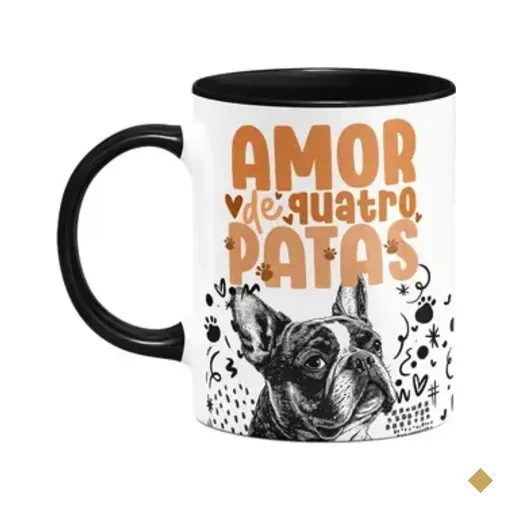 Caneca - Amor De Quatro Patas - Buldogue Francês - B-black