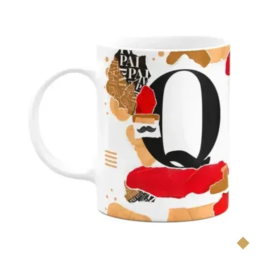 Caneca Do Pai - Inicial Do Nome Letra Q - Bg-red