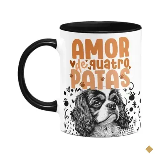 Caneca - Amor De Quatro Patas - Cavalier - B-black