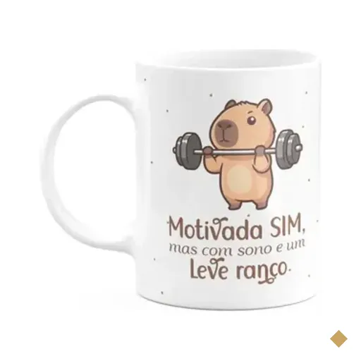 Caneca Divertida Capivaras - Motivada Sim, Mas Com Sono