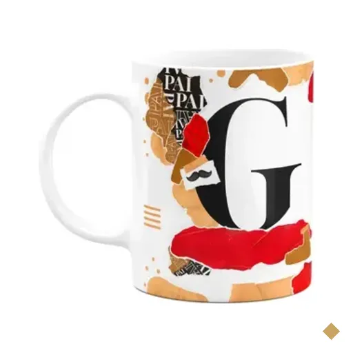 Caneca Do Pai - Inicial Do Nome Letra G - Bg-red