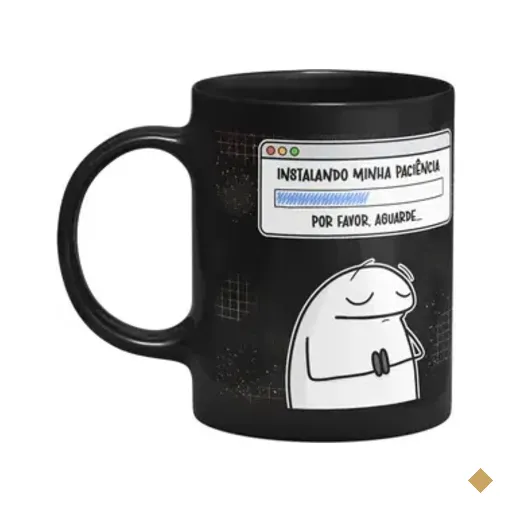 Caneca Divertida Flork - Instalando Minha Paciência - Preta