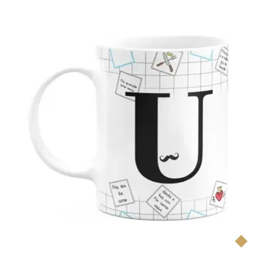 Caneca Do Papai - Inicial Do Nome Letra U - 325ml