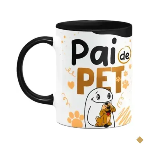 Caneca Flork Pais - Pai De Pet - Cachorro - B-black
