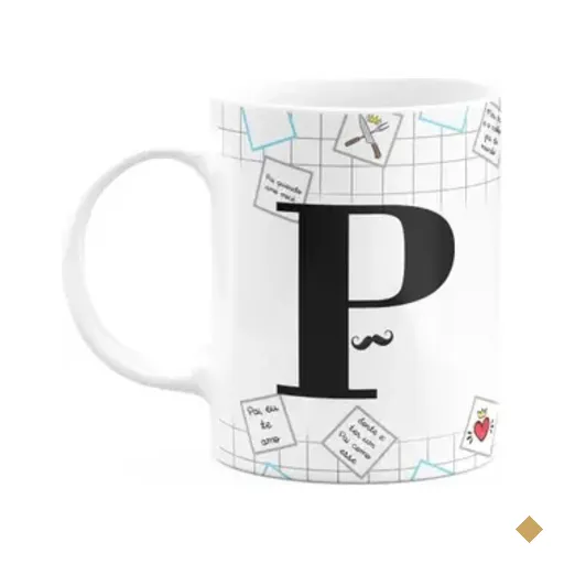 Caneca Do Papai - Inicial Do Nome Letra P - 325ml