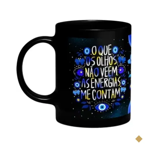 Caneca Proteção Olho Grego - O Que Os Olhos Não Vêem - Preta