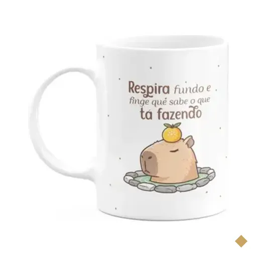 Caneca Divertida Capivaras - Respira Fundo