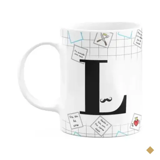 Caneca Do Papai - Inicial Do Nome Letra L - 325ml