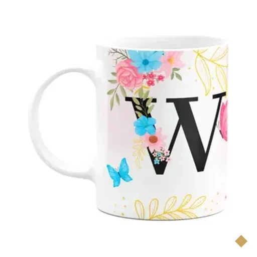 Caneca Floral Garden - Inicial Do Nome Letra W - 325ml