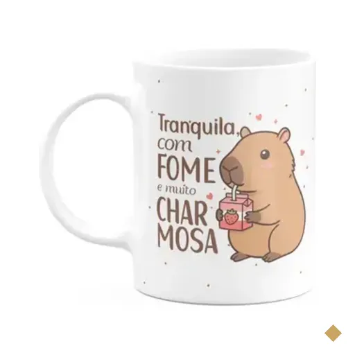 Caneca Divertida Capivaras - Tranquila E Charmosa