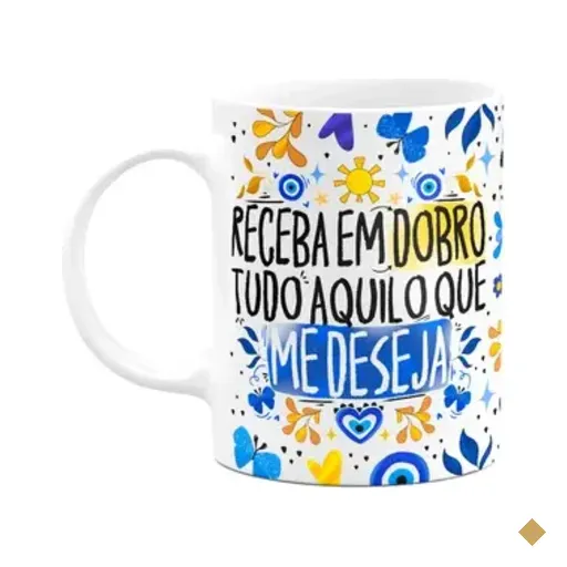 Caneca Proteção Olho Grego - Receba Em Dobro