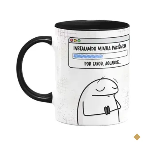 Caneca Divertida Flork - Instalando Paciência - B-black