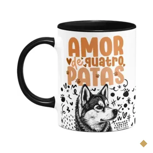 Caneca - Amor De Quatro Patas - Husky - B-black
