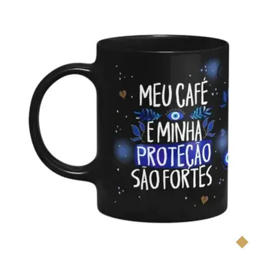 Caneca Proteção - Meu Café E Minha Proteção São Fortes Preta