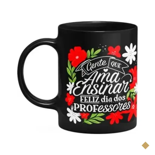 Caneca Da Professora - Gente Que Ama Ensinar - Preta M2