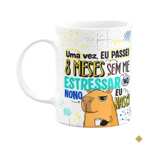 Caneca Divertida Capivaras - 8 Meses Sem Me Estressar - M2
