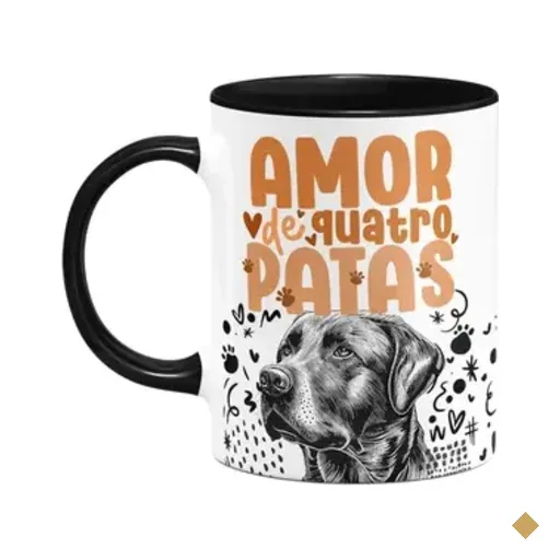 Caneca - Amor De Quatro Patas - Labrador - B-black