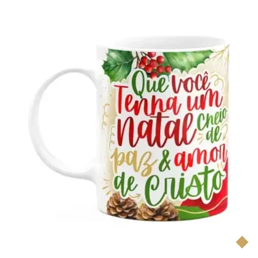 Caneca Natal De Jesus - Paz E Amor De Cristo - 325ml Branca