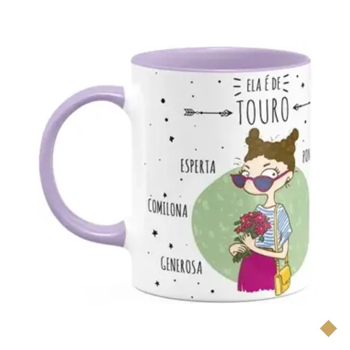 Caneca Signos Cartoon - Ela É De Touro - B-lilac