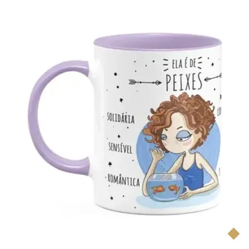 Caneca Signos Cartoon - Ela É De Peixes - B-lilac