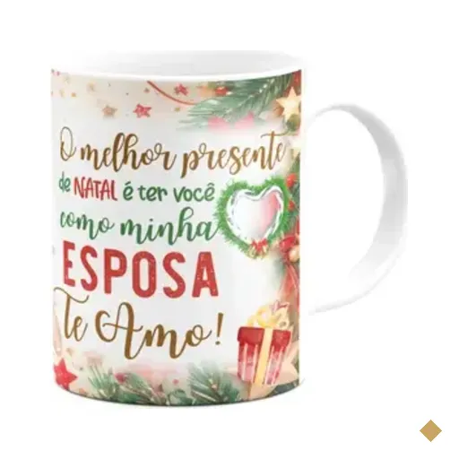 Caneca Natal Família - Feliz Natal Esposa - 325ml