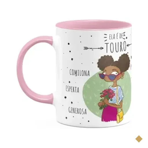 Caneca Signos Cartoon - Ela É De Touro - B-pink - M2